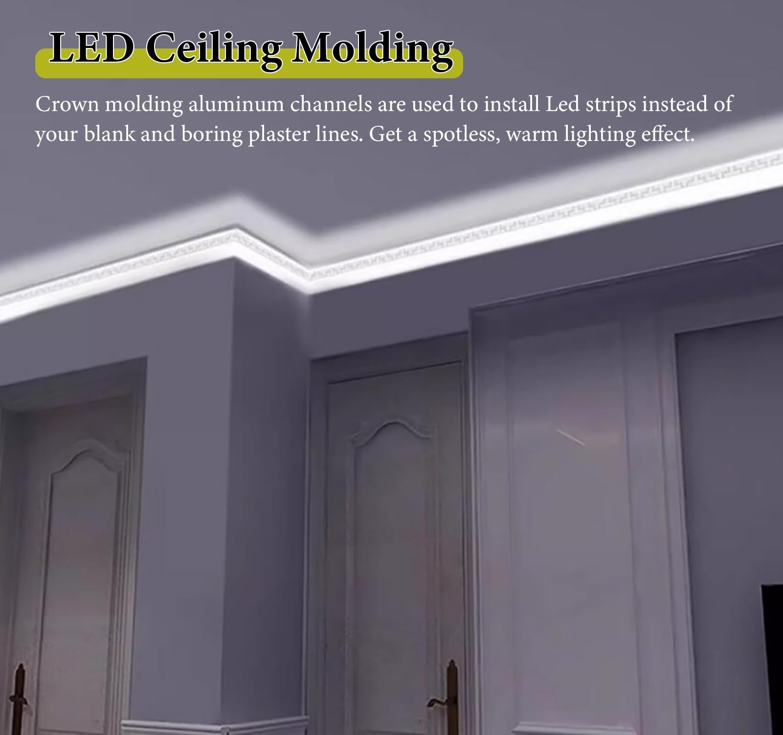 Profili per Strisce LED Diffusore LED per Modanatura a Corona per Strisce LED, Canale per Modanatura a Soffitto con Striscia in Alluminio Cava, Fessura Flessibile per Battiscopa(11m/36ft)