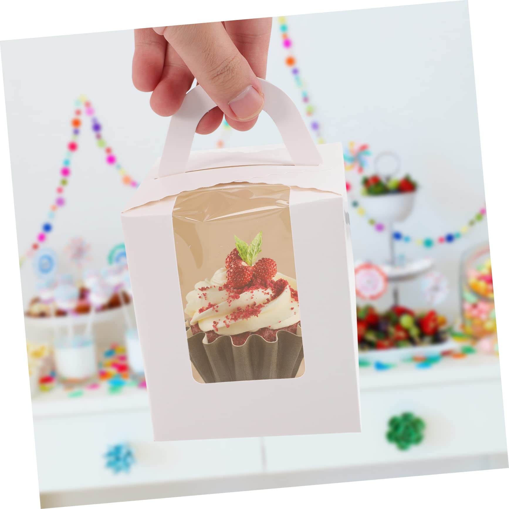 Ciieeo Tall Cake Boxes 50pcs Bulk Paper Bakery Boxes with Window for Desserts Parties Wedding Birthday