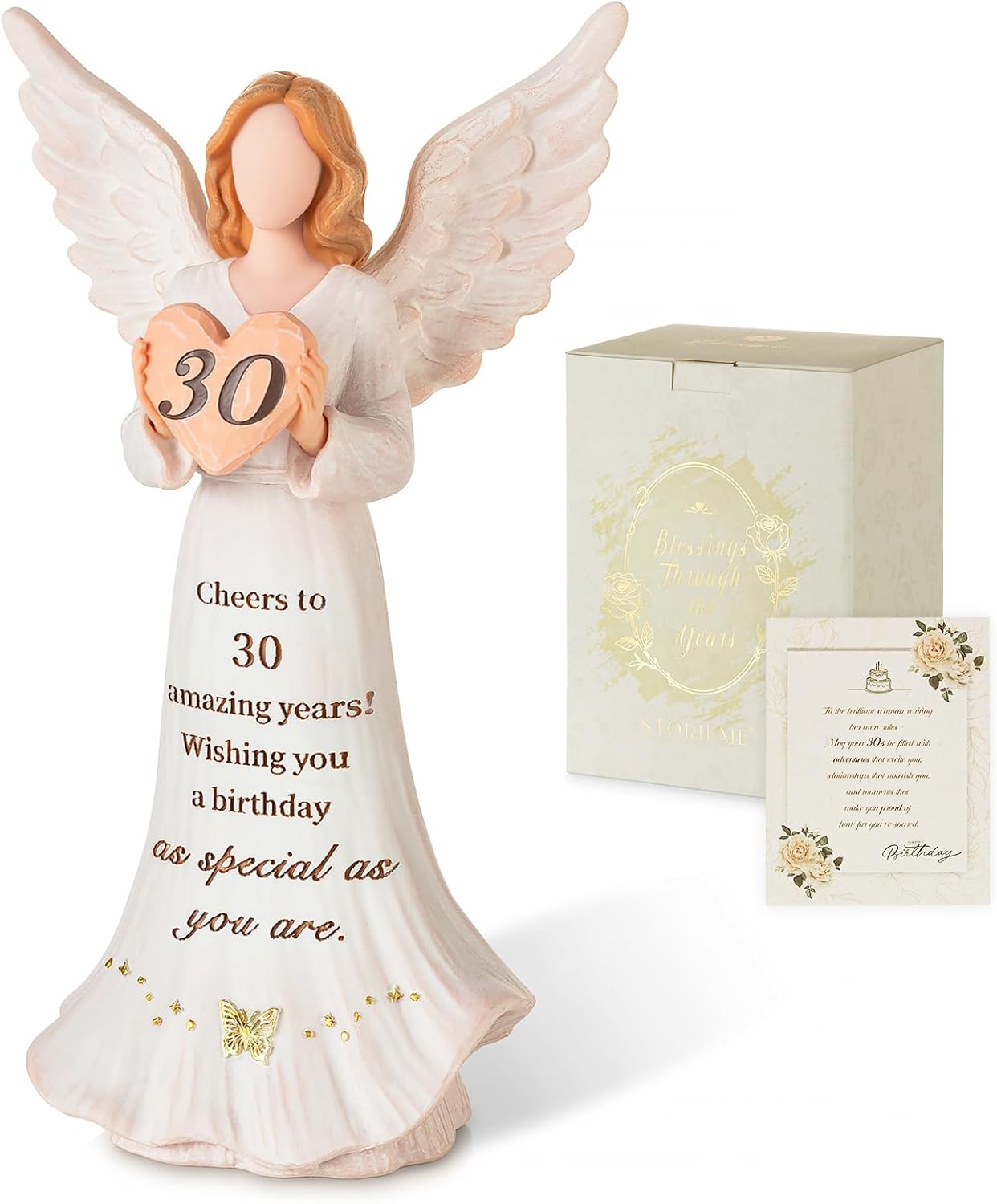 Storieme 30th Birthday Gifts for Women: Happy 30 Year Old Birthday Decorations for Her Daughter Friend Sister - 30 Bday Angel Figurine Sculpture