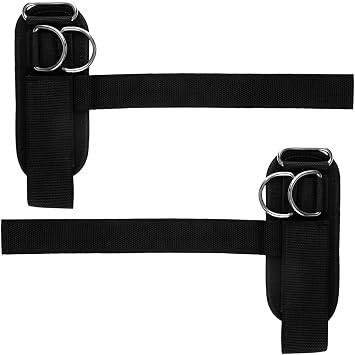 2Pcs Elastic Support Wrist Straps, Heavy Duty D-Ring Gym Straps for Weightlifting, Deadlifts & Cable Workouts - Protective Padded Design for Men & Women, Black