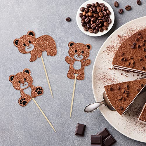 Gyufise 24Pcs Bear Baby Shower Birthday Party Decorations We Can Bearly Wait Cupcake Toppers Table Decoration Photo Booth Props Baby Shower Party Supplies Decorations #TOP20