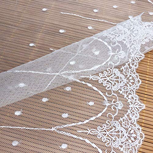 2 Yards White Retro Floral Embroidery Lace Trim Lace Fabric For Diy By The Yard 7.8 Inches Width #TOP1