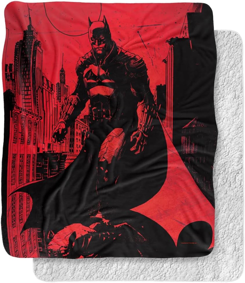 The Batman (2022) Blanket, Jim Lee Art 60"x80" Silky Touch Sherpa Back Super Soft Throw Blanket