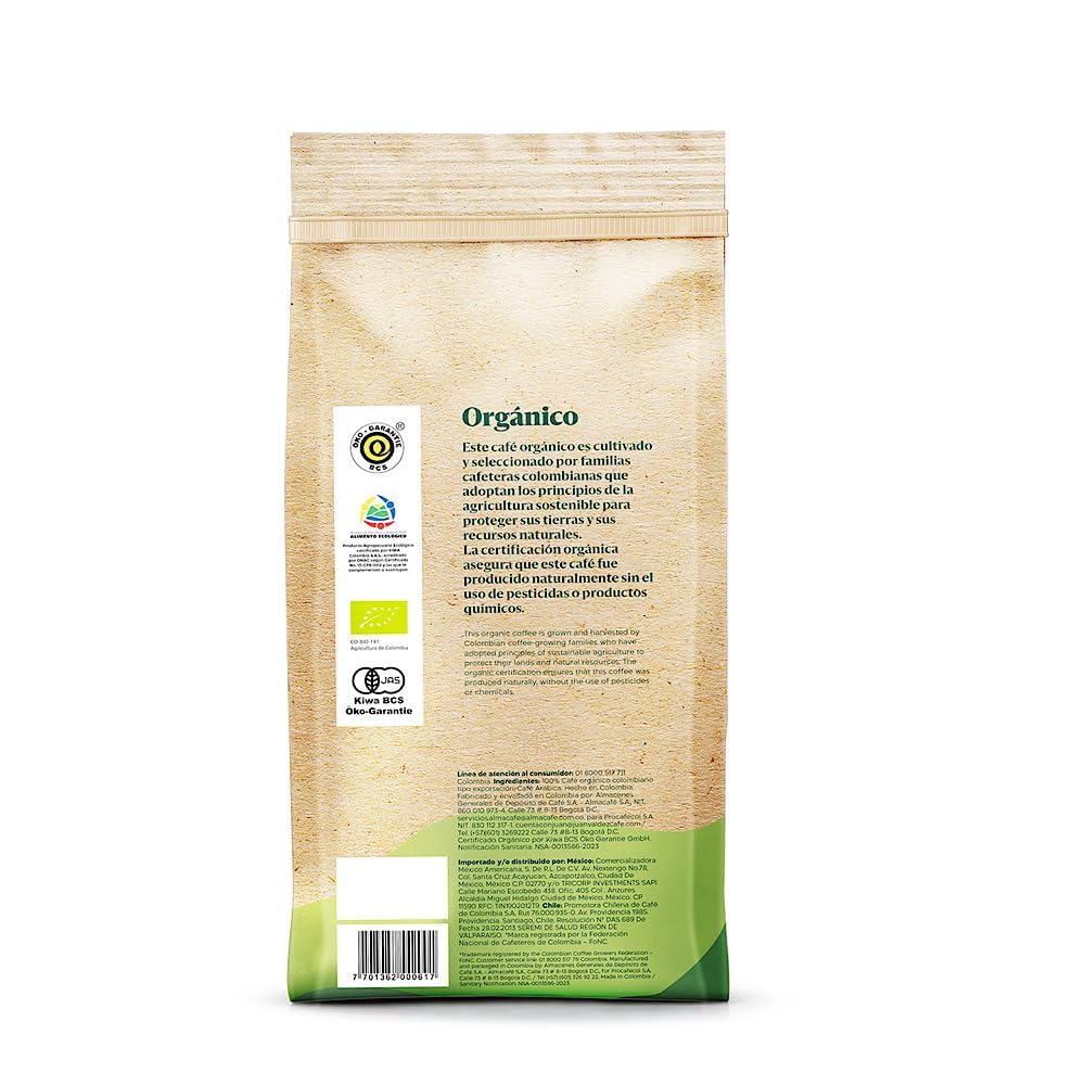 Juan Valdez Café Colombiano Órganico Equilibrado Gourmet Grano Entero 1KG