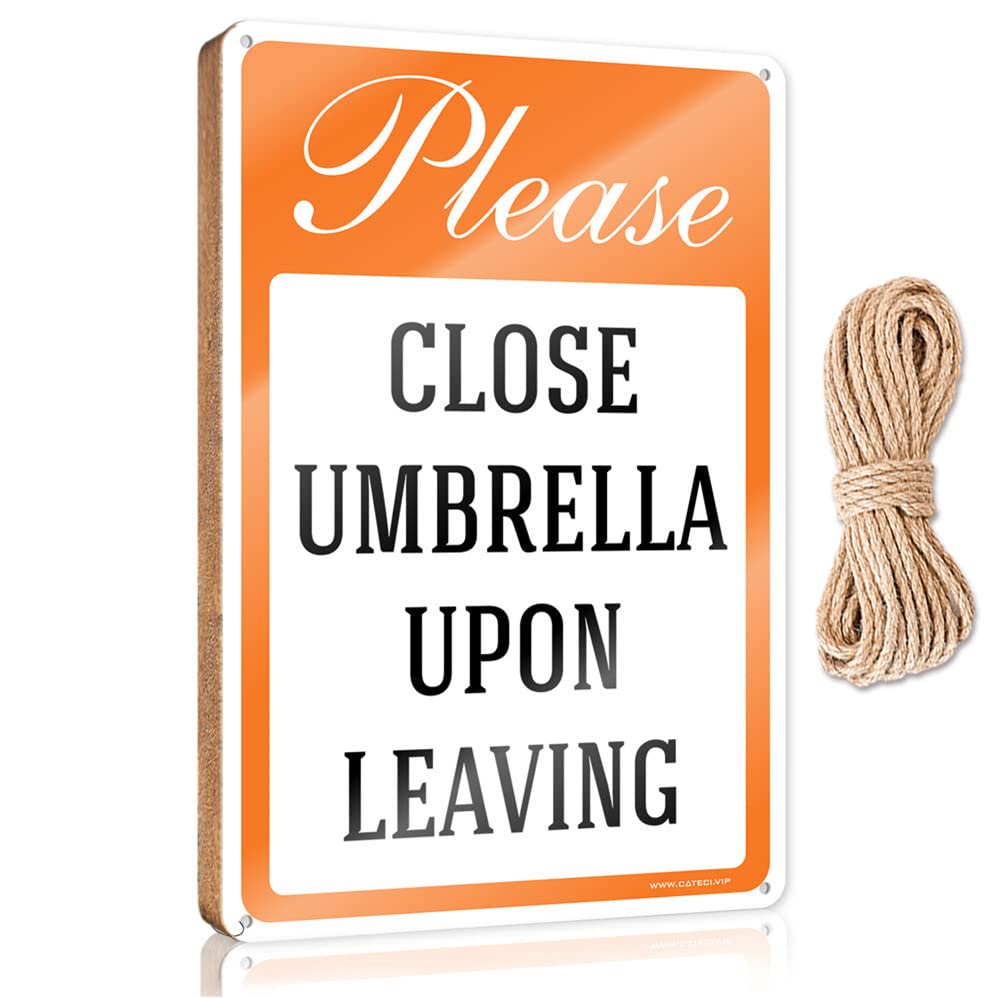 FRINTOXA Bathroom Decor Wall Art Funny Please Close Umbrella Upon Leaving Wooden Sign(23X35CM)