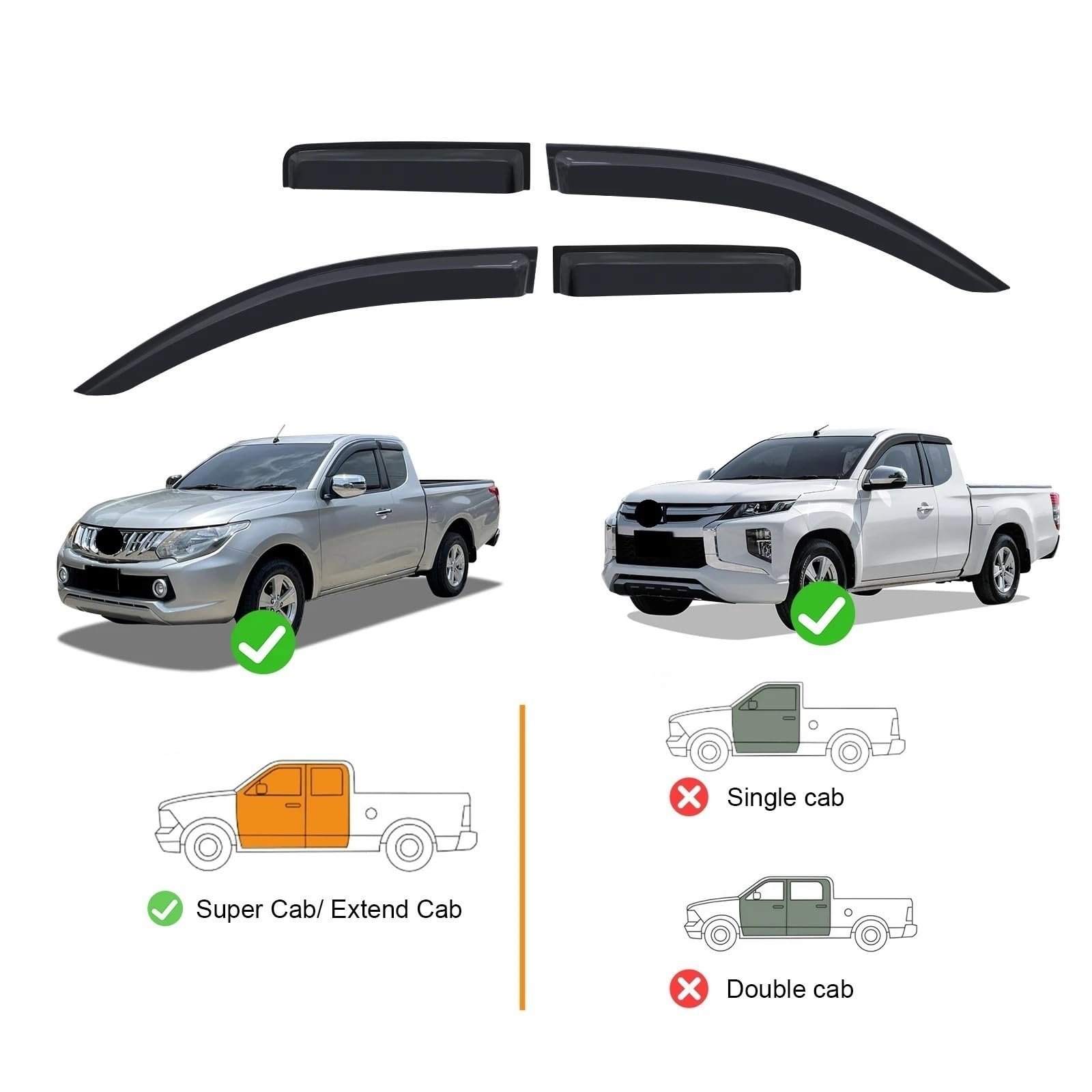 LUTFI Deflectores Viento Protectores Visera De Ventana Lateral para L200 para Triton 2015-2023 Deflector Lluvia Y Sol Protectores Weathershield Negro Accesorios Adicionales Cabina