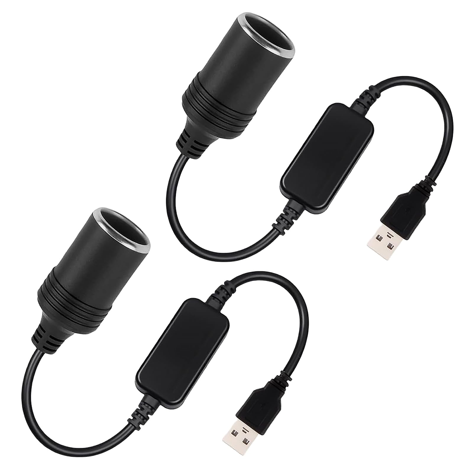 2 Pcs Usb To 12v Cigarette Lighter Adapter,Usb To 12v Adapter,Car Charger Power Cable Cord for Dash Cam Power Driving Recorder Gps E-Dog and Low-Power Devices (8w Max)