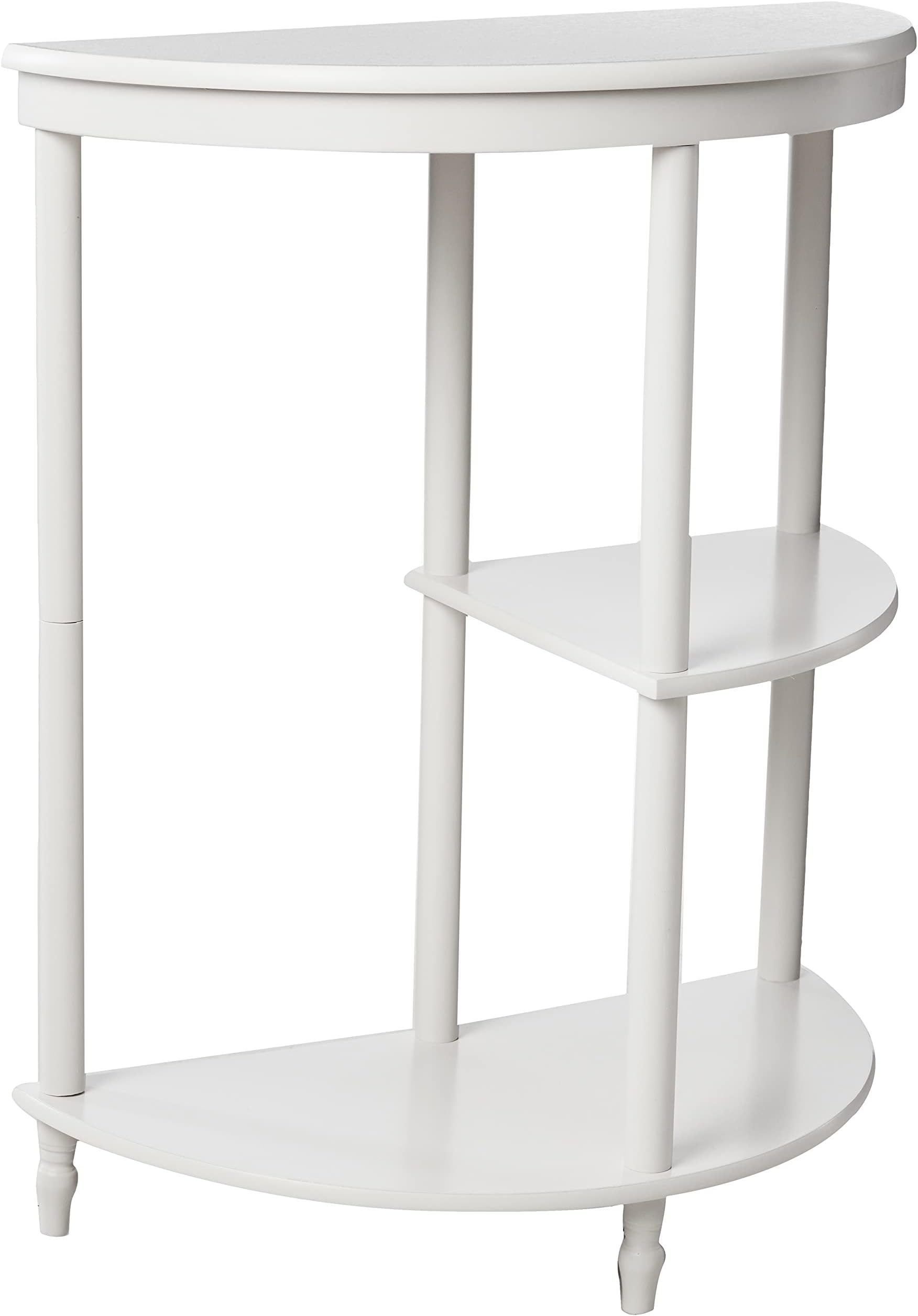 Frenchi Home Furnishing Half Moon Console Table, White, 14.38 in x 26.6 in x 6.5 in