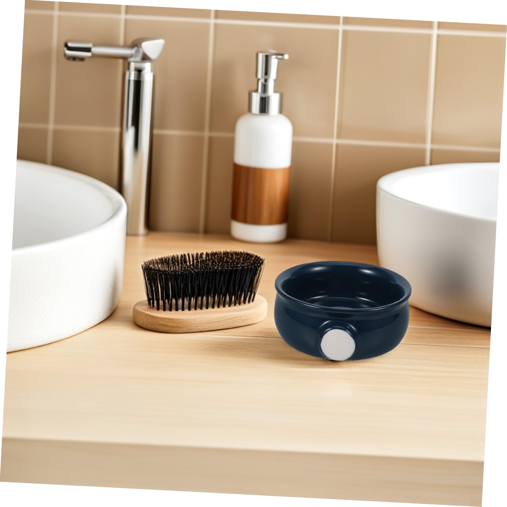 FOMIYES Ciotola da Barba in Ceramica Texture Spirale, Uomo | Uso Casa e Viaggio, Formato Portatile, Stile Elegante, per Sapone e Schiuma da Barba