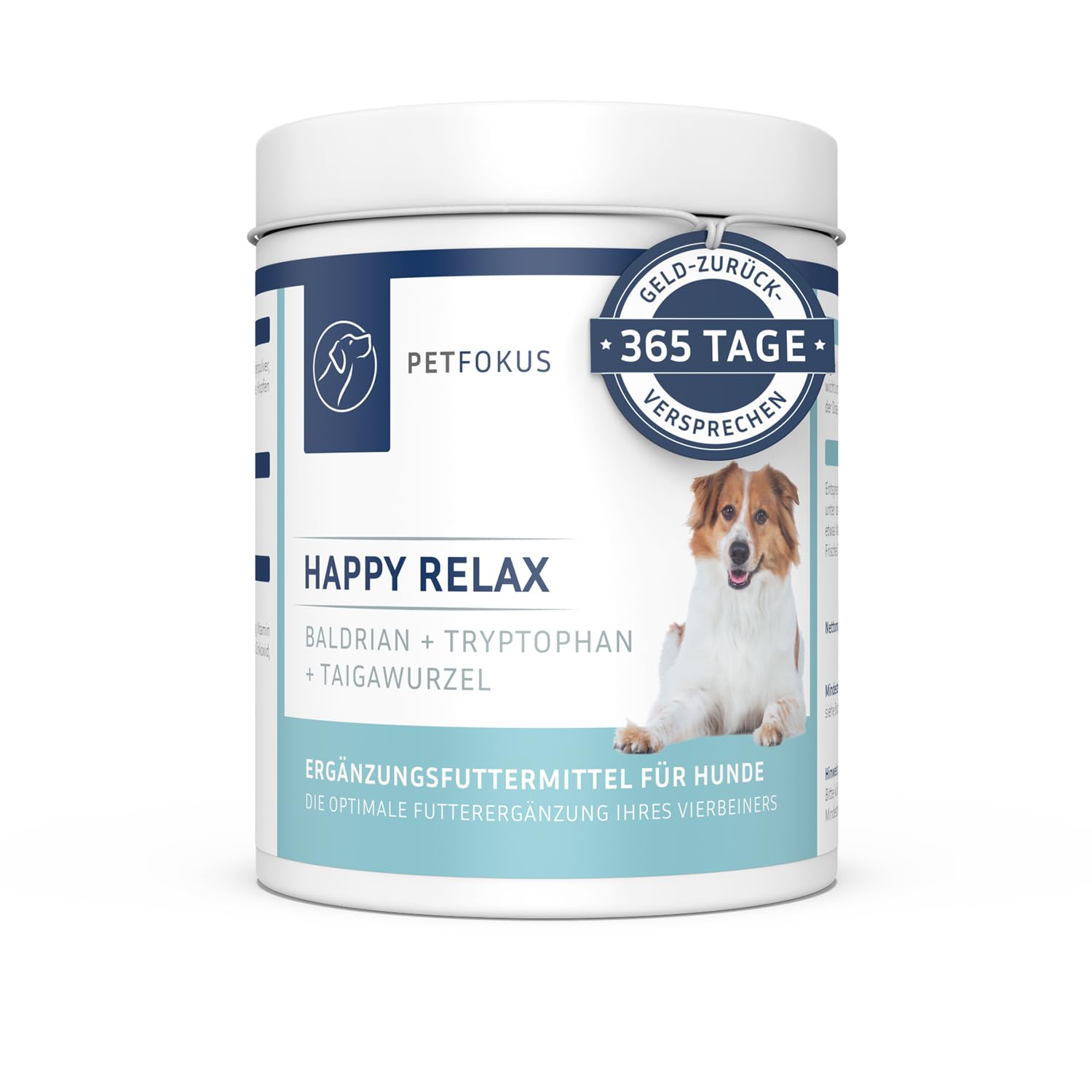 PetFokus Happy Relax Hunde Baldrian Melisse Grüntee Tryptophan Pulver 135 g