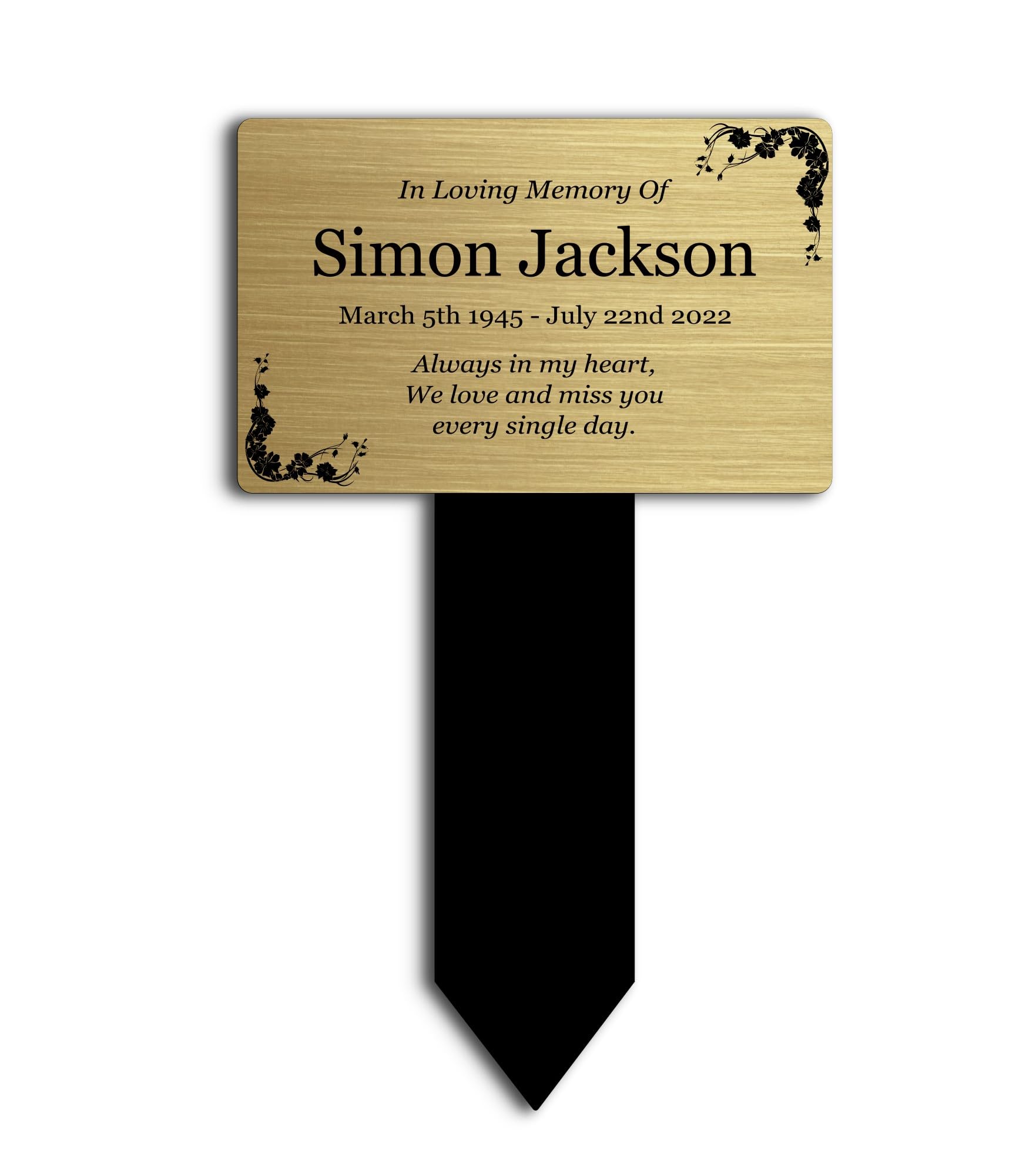 Personalised Memorial Plaque with Garden Stake, Gold