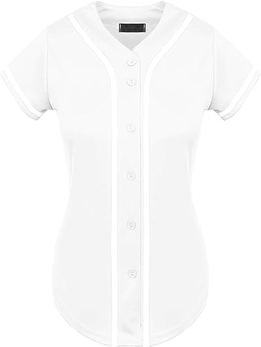 Miniatura 2 de Hat and Beyond Camiseta de béisbol para mujer, con botones, de manga corta, para sóftbol, hecha en Estados Unidos