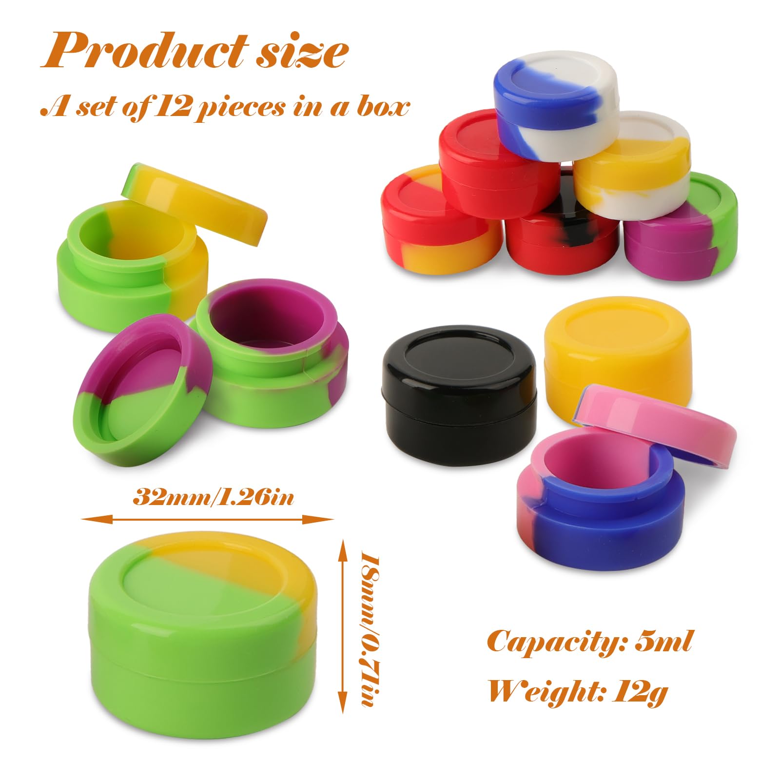 Contenitori In Silicone 15 Pezzi - 5ml E 3ml, Per Cera, Oli E Creme, Multicolore