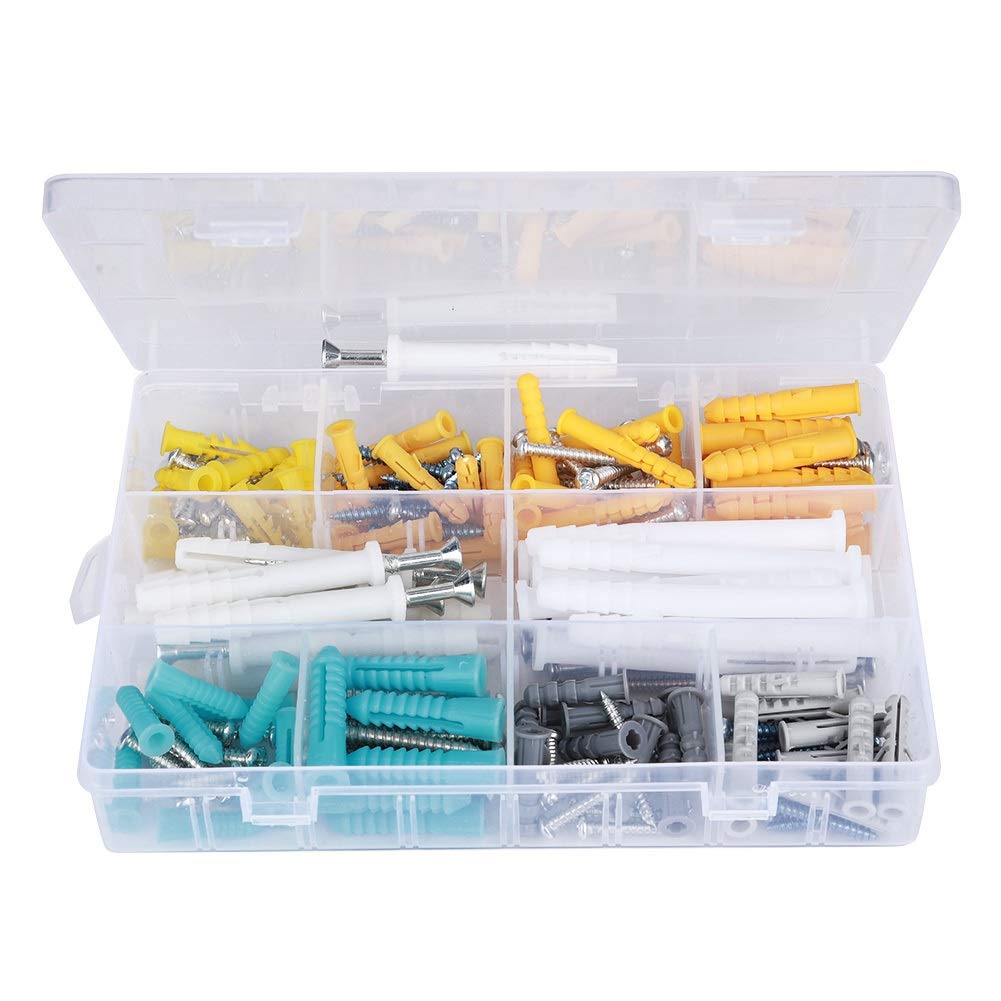 Set di tasselli con viti, viti e tasselli, 200 pezzi in acciaio inossidabile testa cilindrica croce autofilettante vite + plastica espansione parete tubo tappo set assortimento kit