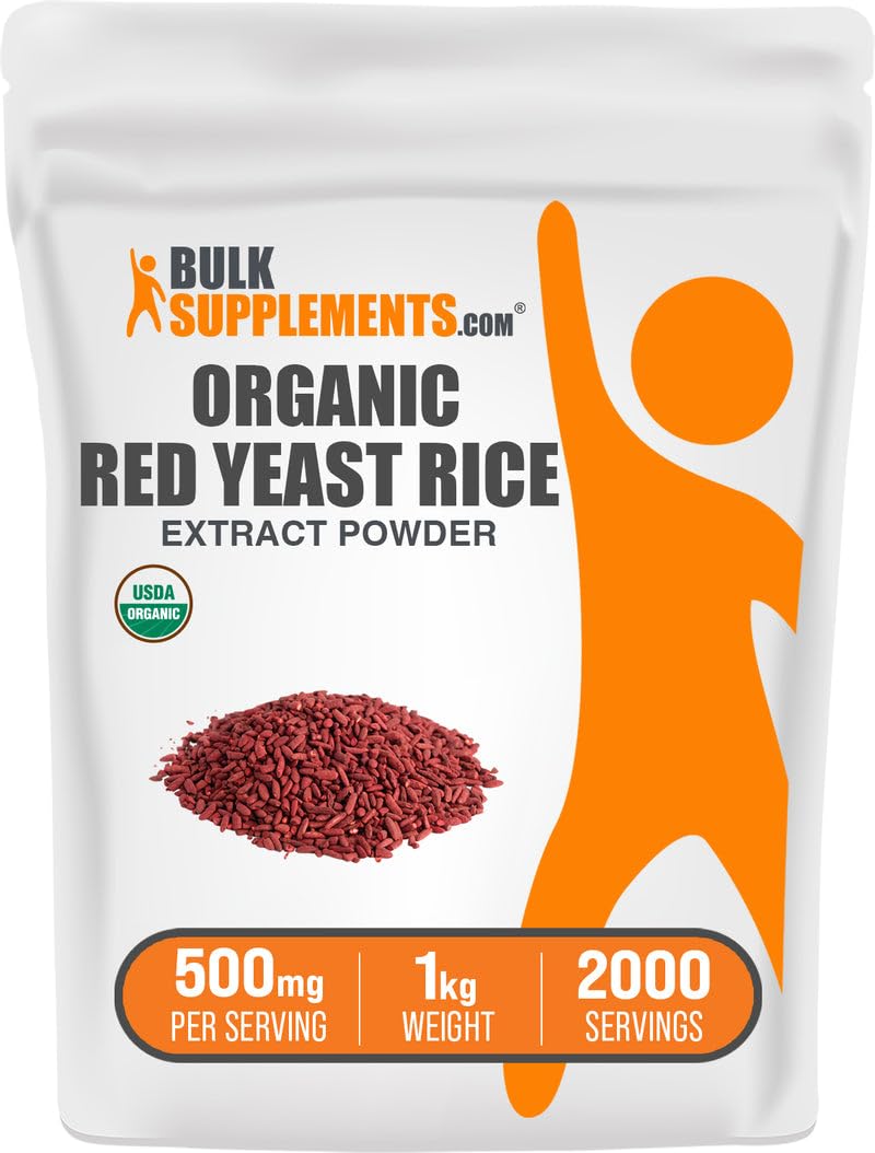 BulkSupplements.com Organic Red Yeast Rice Extract Powder - Organic Red Yeast Rice Extract Supplement, for Heart Health Support - Vegan Friendly, 500mg per Serving, 1kg (2.2 lbs) (Pack of 1) 2.2 Pound (Pack of 1)