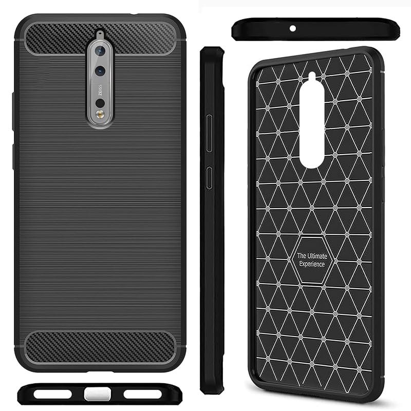 Image of Hybrid Carbon Fiber Back Case for Nokia 8 (Black)