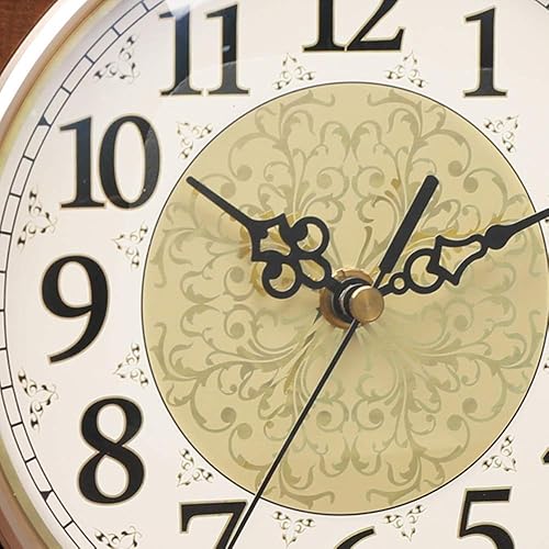 Miniatura 4 de Reloj de mesa antiguo de madera de roble, reloj de estante decorativo con pilas, reloj de mesa de vidrio HD, fácil de leer