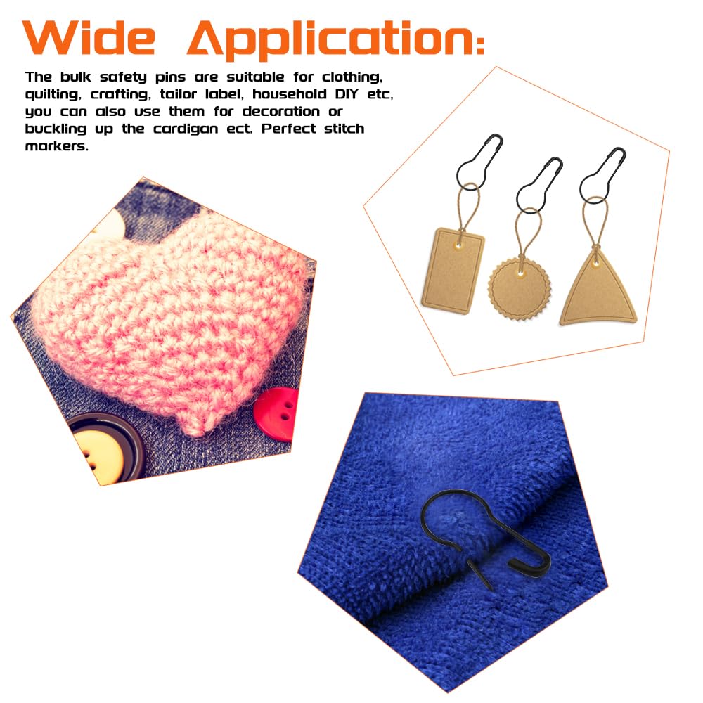 WMYCONGCONG 1000 spille da balia in rame da 2 cm, spille da balia nere, per artigianato, casa, abbigliamento, artigianato, fai da te, pennarelli per lavori a maglia