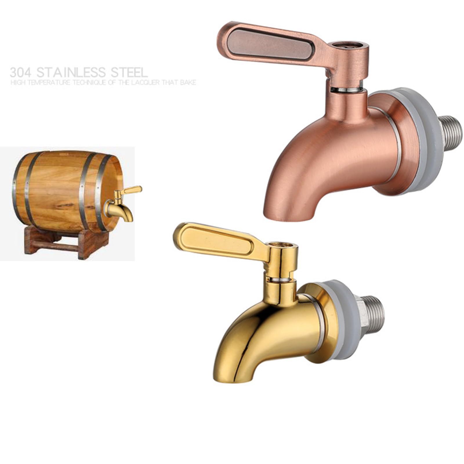 Robinet pour Tonneau de Bière Seau à Vin de 16 mm, Robinet à Levier Unique en Acier Inoxydable Distributeur de Jus Robinet de Boisson (Doré)