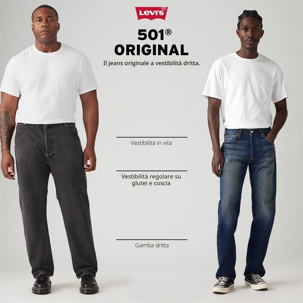 Levi's 501 Original Fit, Jeans Uomo, Stonewash, 36W / 32L