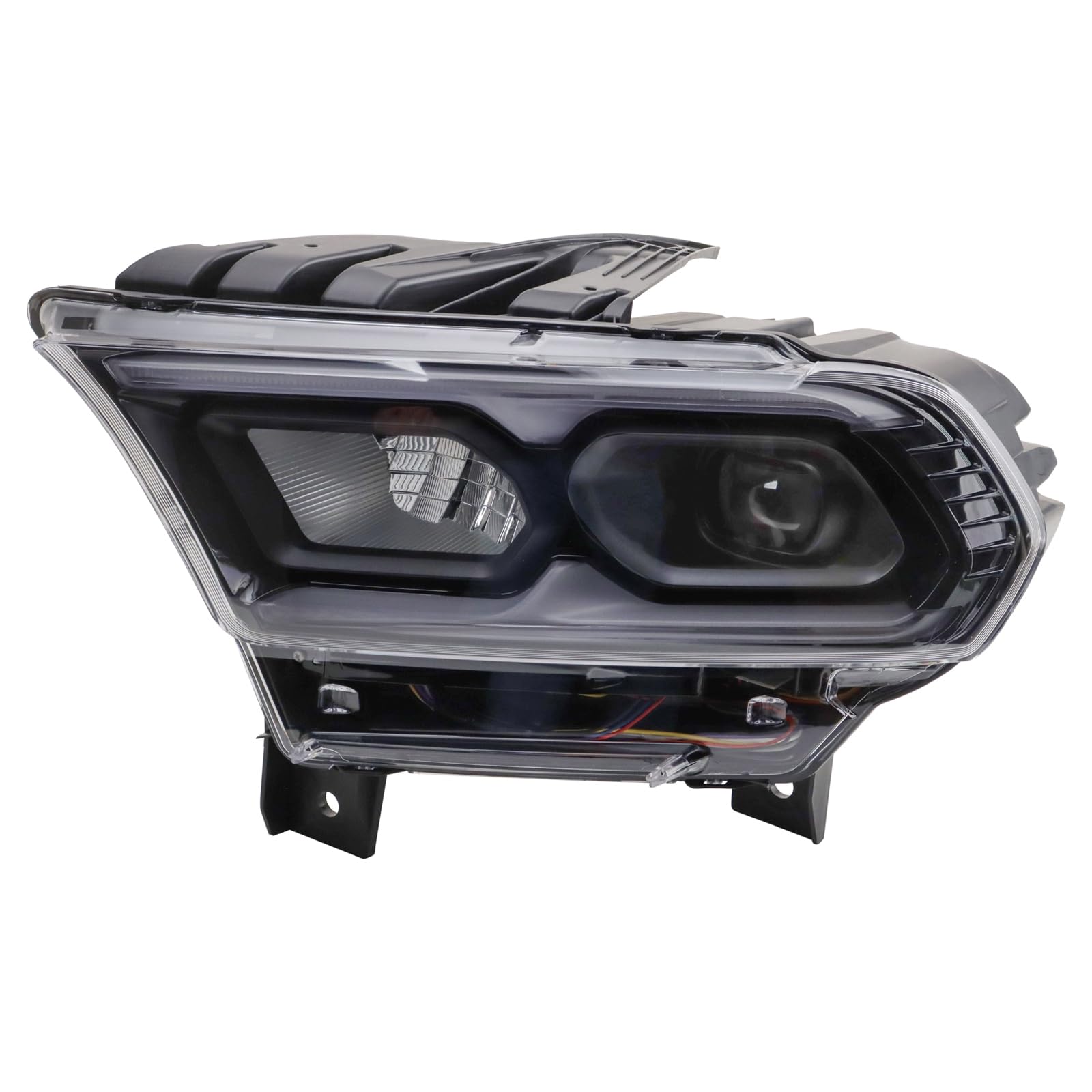 TRQ Driver Side Headlight Assembly LED Black Bezel