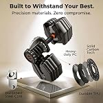 FEIERDUN Adjustable Dumbbell Set, 5-52.5 lb Dumbbells, 15 in 1, Quick Adjust Weight Set with Non-slip Handles and Tray, Dumbbells for Home Gym Exercise Strength Training, Unisex | Smart click technology for quick change, non-slip grip, good for home,