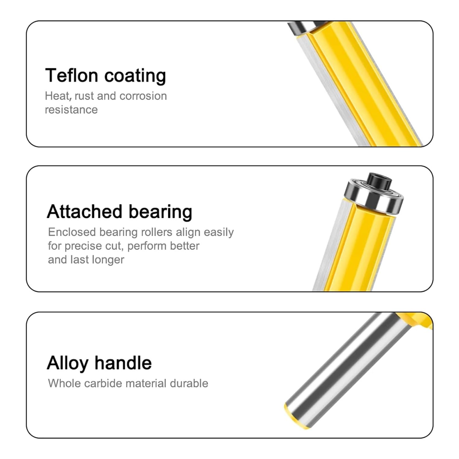 8mm Shank Lengthened Trimming Cutter Belt Bearing Straight Cutter Trimming Router Bit Slotting Burr Cutter Head Trimming Cutter 1Pcs(8X12.7X12)