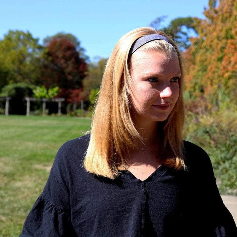 Sweaty Bands Womens Girls Headband - Non-Slip Velvet-Lined Fitness Hairband - Oxford Grey Black 1-Inch - Image 5