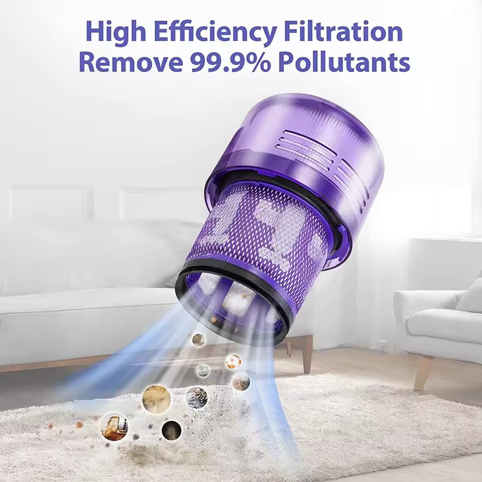 Image of 4 Pack Replacement V11 Filters for Dyson V11 Torque Drive V11 Animal V11 Complete V11 Extra V15 Detect Vacuum Cleaner Filters, Compare Part 970013-02.
