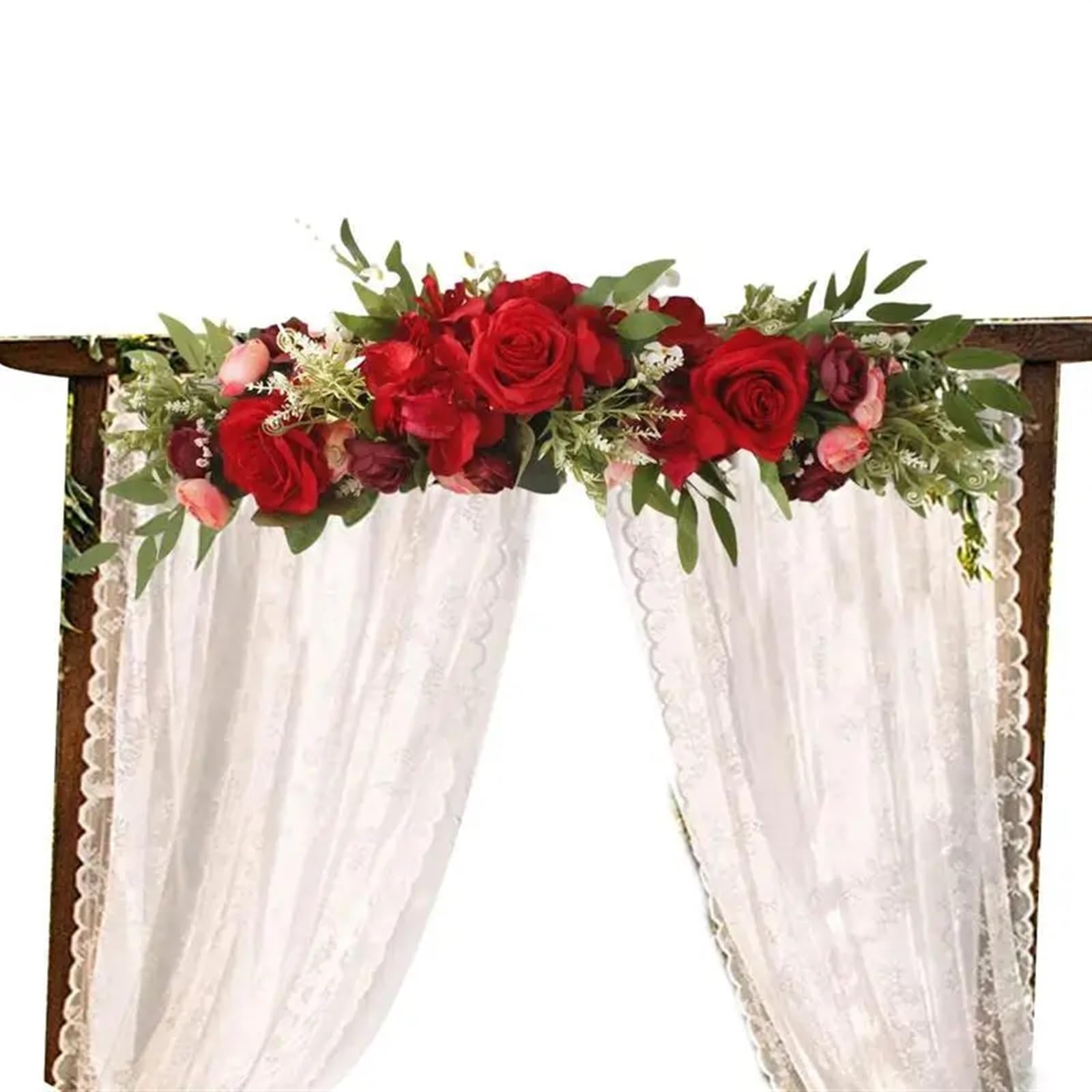 künstlicher Hochzeitsbogen Blumen Kit Hochzeitsbogen Blumen Hochzeitsblumen Rosenblumengirlande for Tischmitte Tür Wanddekoration(Red)