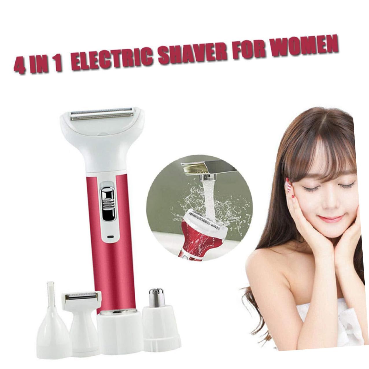 Depiladora Femenina Eléctrica Roja de 400mah Cabezal