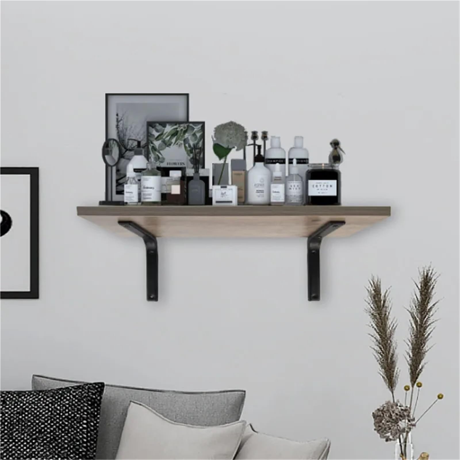Escuadras Metalicas Estantes flotantes de pared en blanco y negro acero inoxidable con soporte herrajes for el hogar(White-A,8pcs)