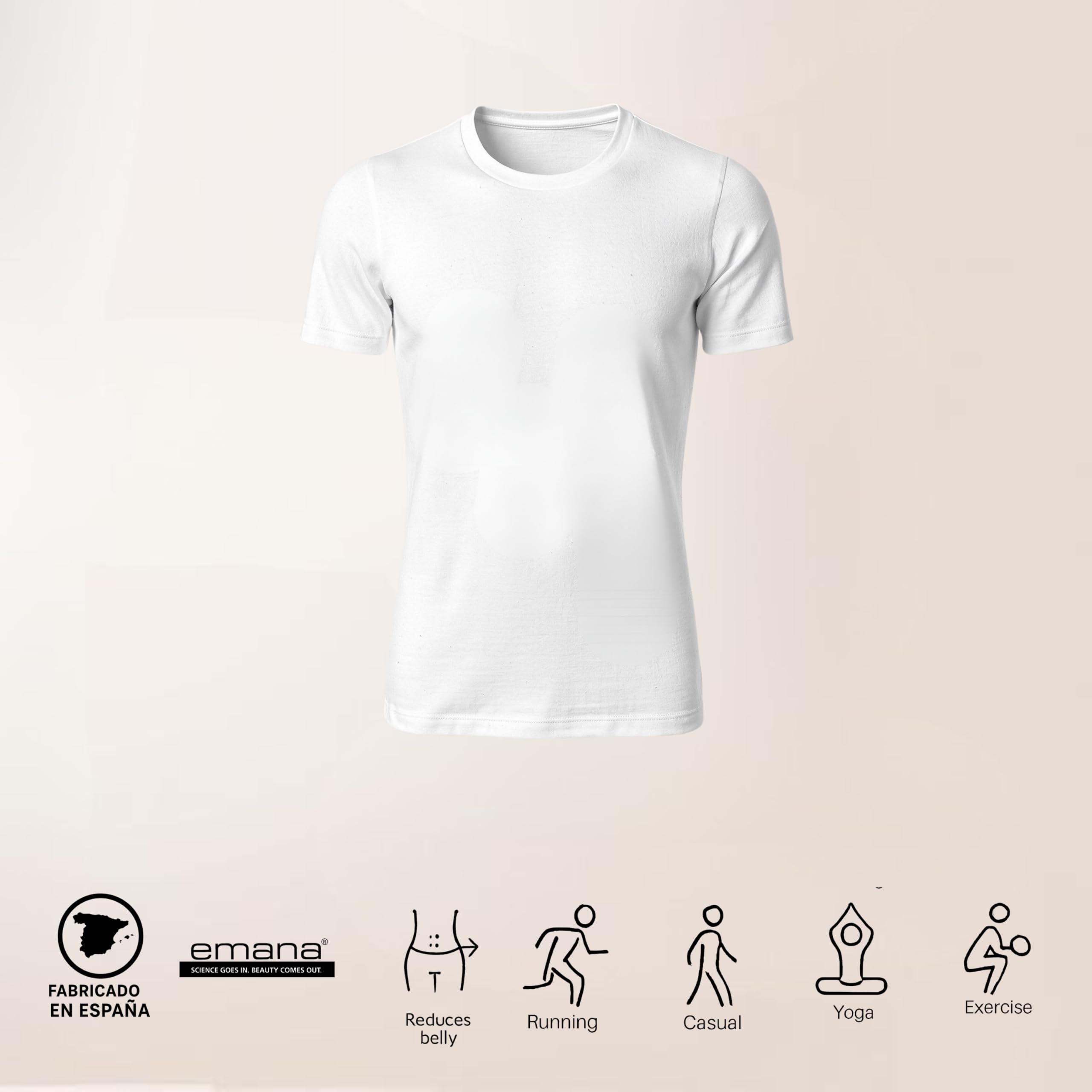 ANAISSA Camiseta Compresión Hombre con Fibra Emana Speed. Camiseta Reductora Hombre Moldea y Estiliza. Camiseta de Compresión Corrector Postural. Control Abdomen, Caderas y Espalda.