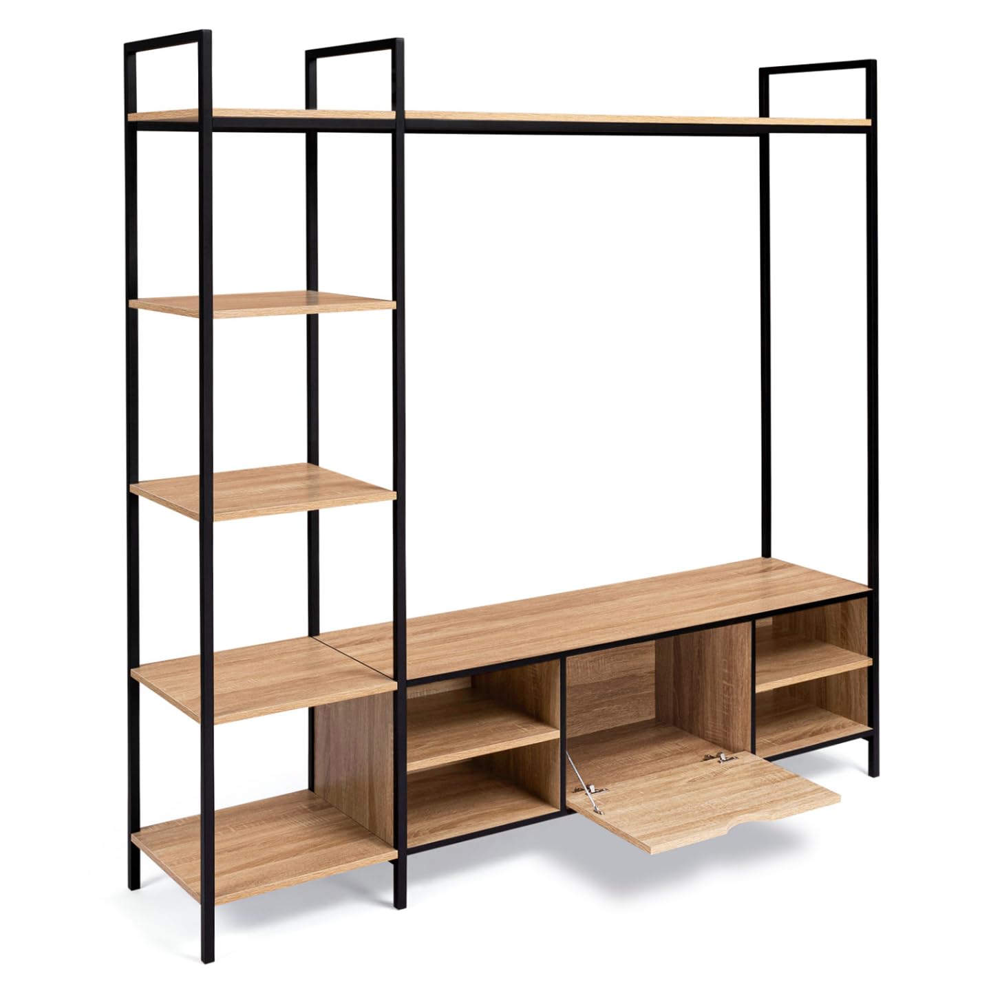 IDMarket – Conjunto de mueble de TV de 170 cm Detroit con estantes de diseño industrial