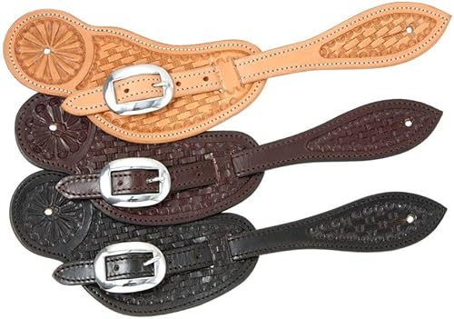 Royal King Shaped Basketweave Spur Strap Light Oil