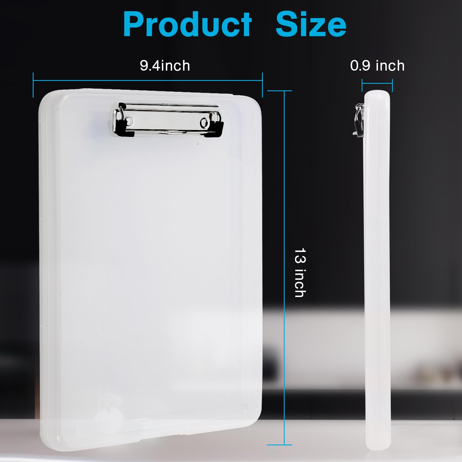 6 tavolette portablocco con contenitore, ad alta capacità, per infermieri, in plastica resistente, con clip a basso profilo, per ufficio, scuola, infermiere, 22 x 33 x 2 cm (trasparente, A4)