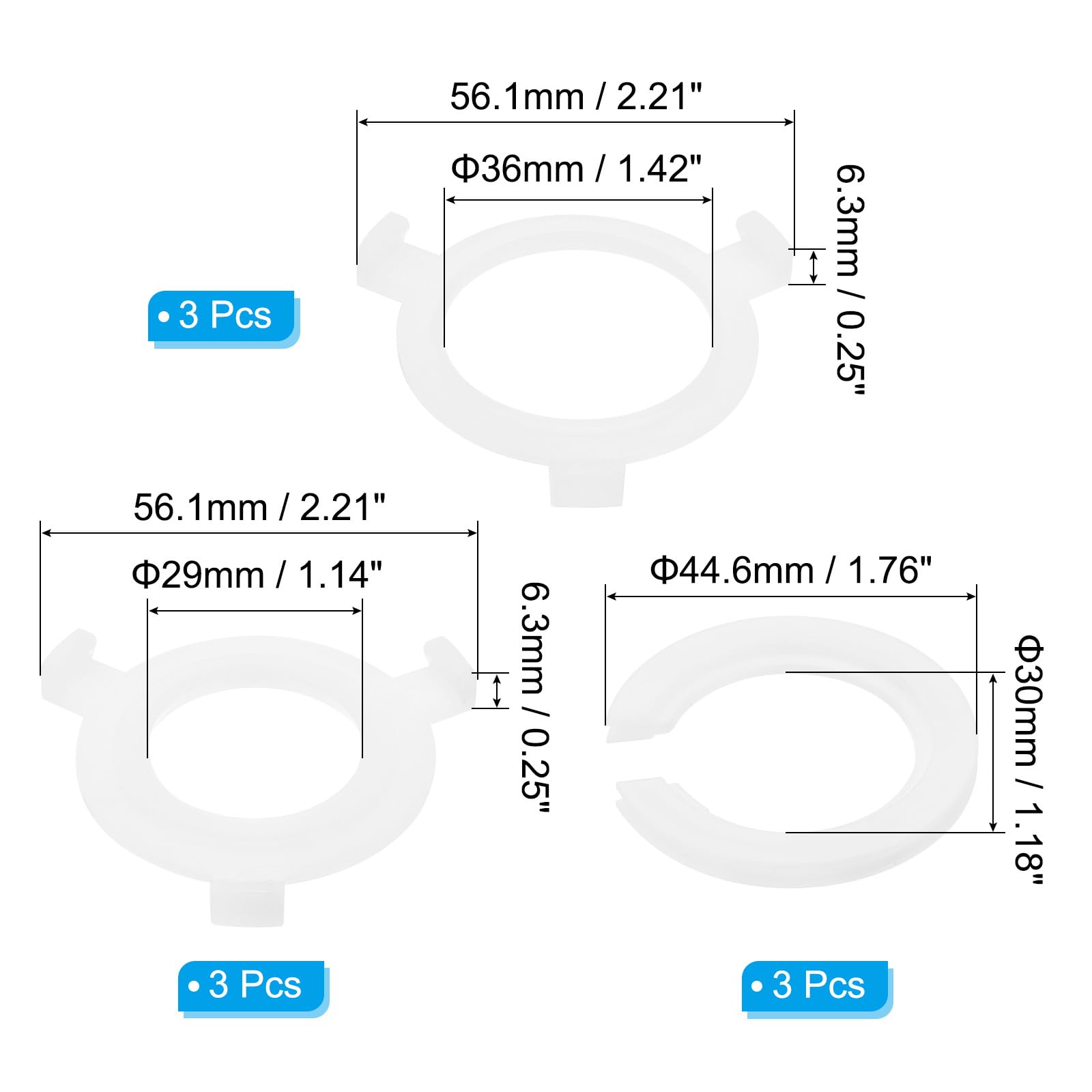 PATIKIL Lamp Shade Rings, 9pcs Lamp Holder Adapter Ring Converter Reducer Fitting Light Fixtures Replacement, White - Image 2