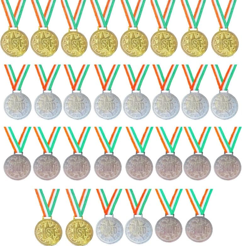 Swastik Enterprises Gold Silver Bronze Medals Combo | Winner Award Medal for Sports Day, Quiz, Activities & Events (Pack of 30)-picture-14