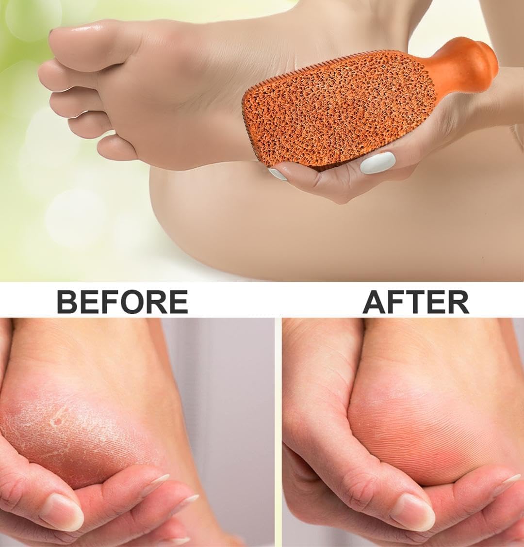 QUBA LINEN Pumice Stone for Feet - 2-Sided Terra Cotta Foot Scrubber, Professional Exfoliating Clay Stone for Feet Hands Body Care - Pumice Stone for Feet Callus Remover, Brown (Pack of 2)