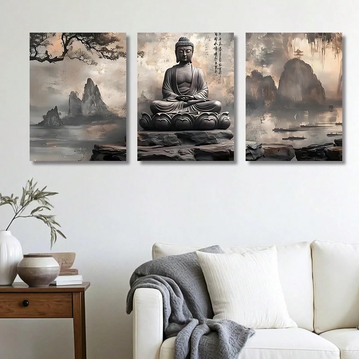 Statue de Bouddha triptyque sur toile pour éveiller la sérénité - 8