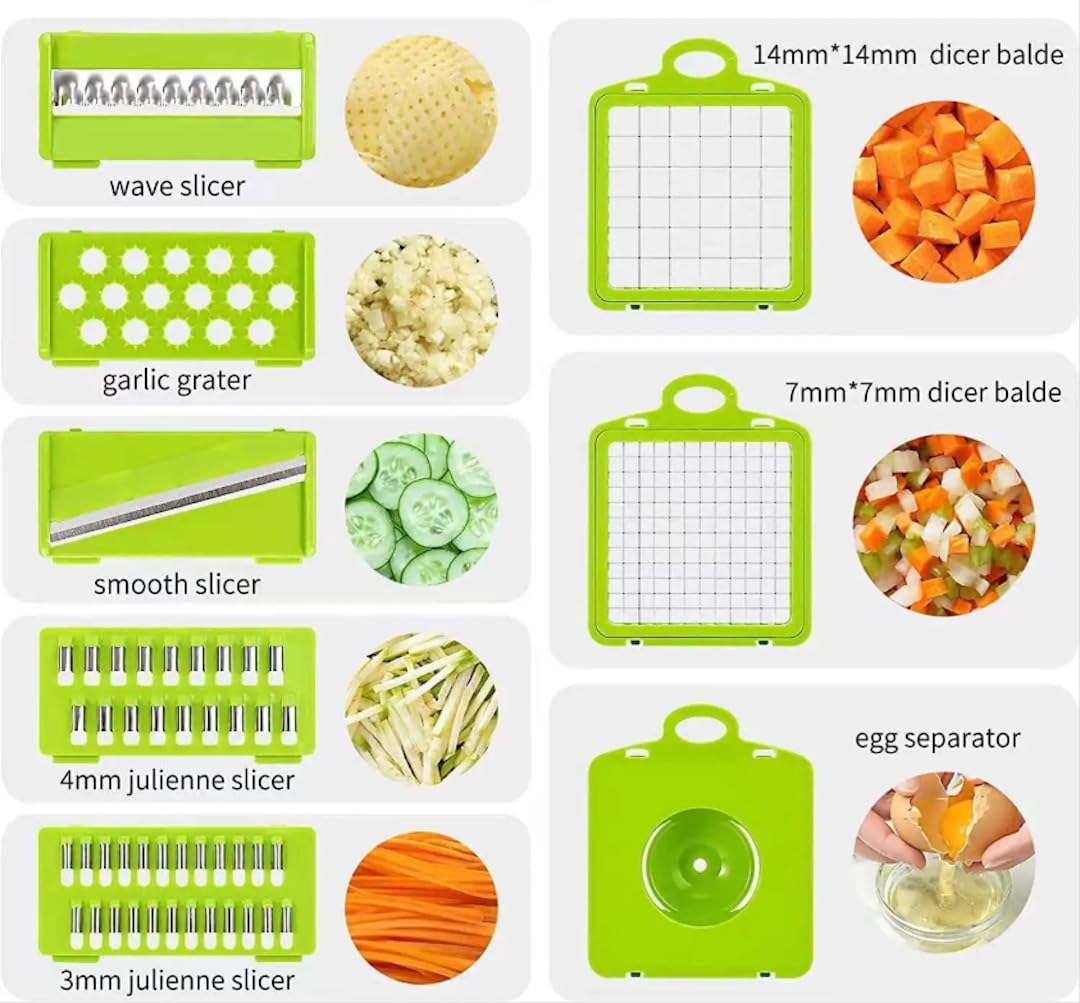 Pro Series 16 en 1 picadora de verduras, picadora de cebolla  con contenedor, trituradora de pepino y frutas, rebanadora, picadora de verduras, artículo de cocina imprescindible para ahorrar 5