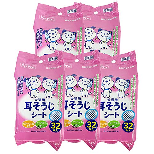 【Amazon.co.jp限定】 ペットプロ 耳そうじシート 32枚入×5個のサムネイル