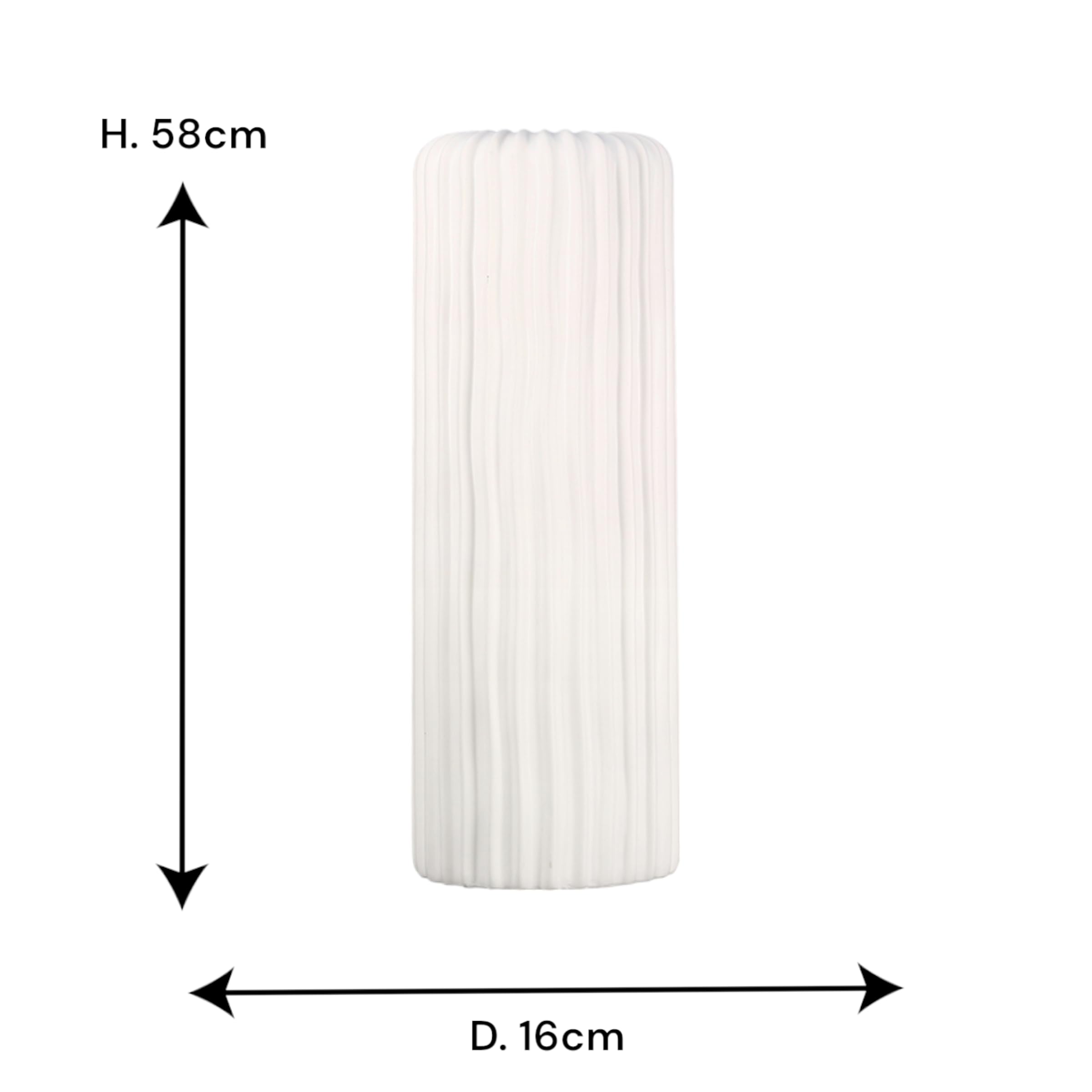 Casablanca Vase - Fjord - aus Keramik weiß matt mit Rillenstruktur H. 58 cm