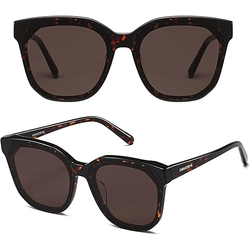 Sunglasses Womens Oversized - Tortoise Shell Acetate Frame, Brown Square Sun Glasses 100% UV400 Protection, Trendy Fashion Shades for Women