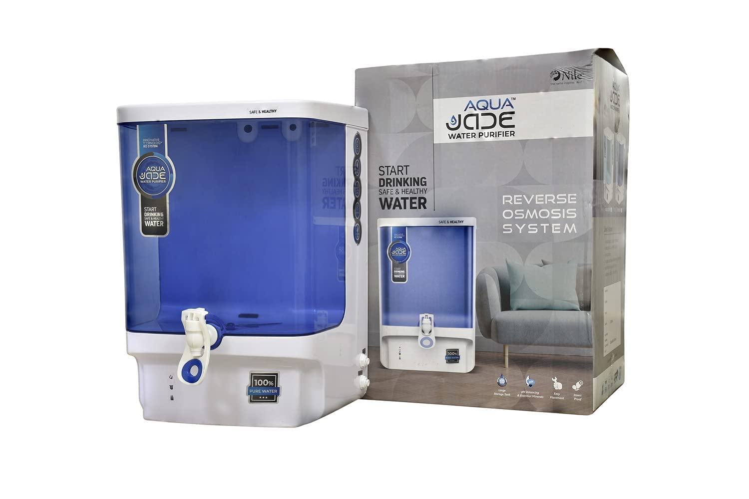 Aqua Jade RO Water Purifier RO+Ulkline 10 litre Wall mounted or Counter top installation for Home, installation kit Free (Blue Color)-image-39