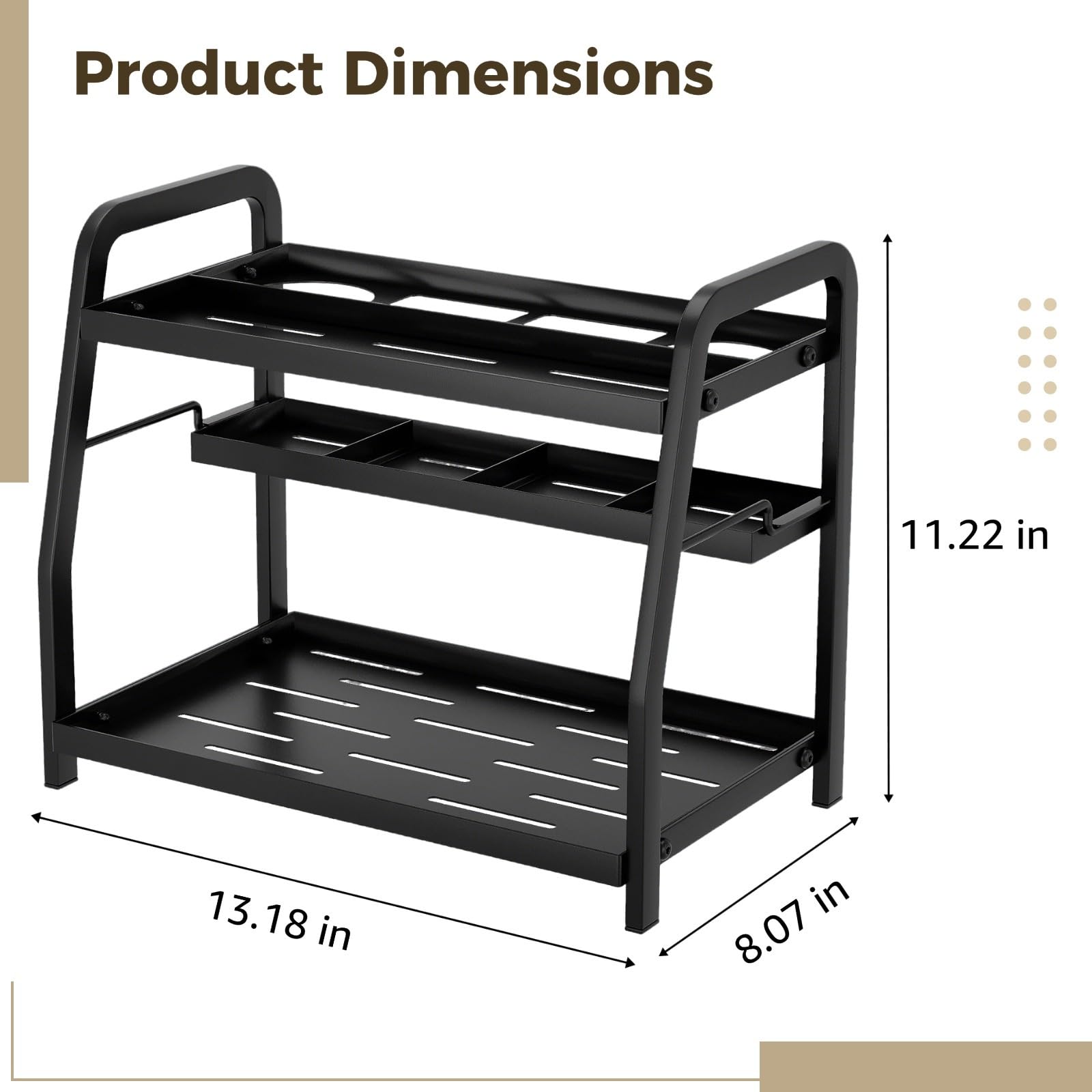Hair Tools Organizer, 2-stöckiger Badezimmer-Organizer mit Fächern, hält Haartrockner, Lockenwickler und Glätteisen, 29 x 34 x 21 cm