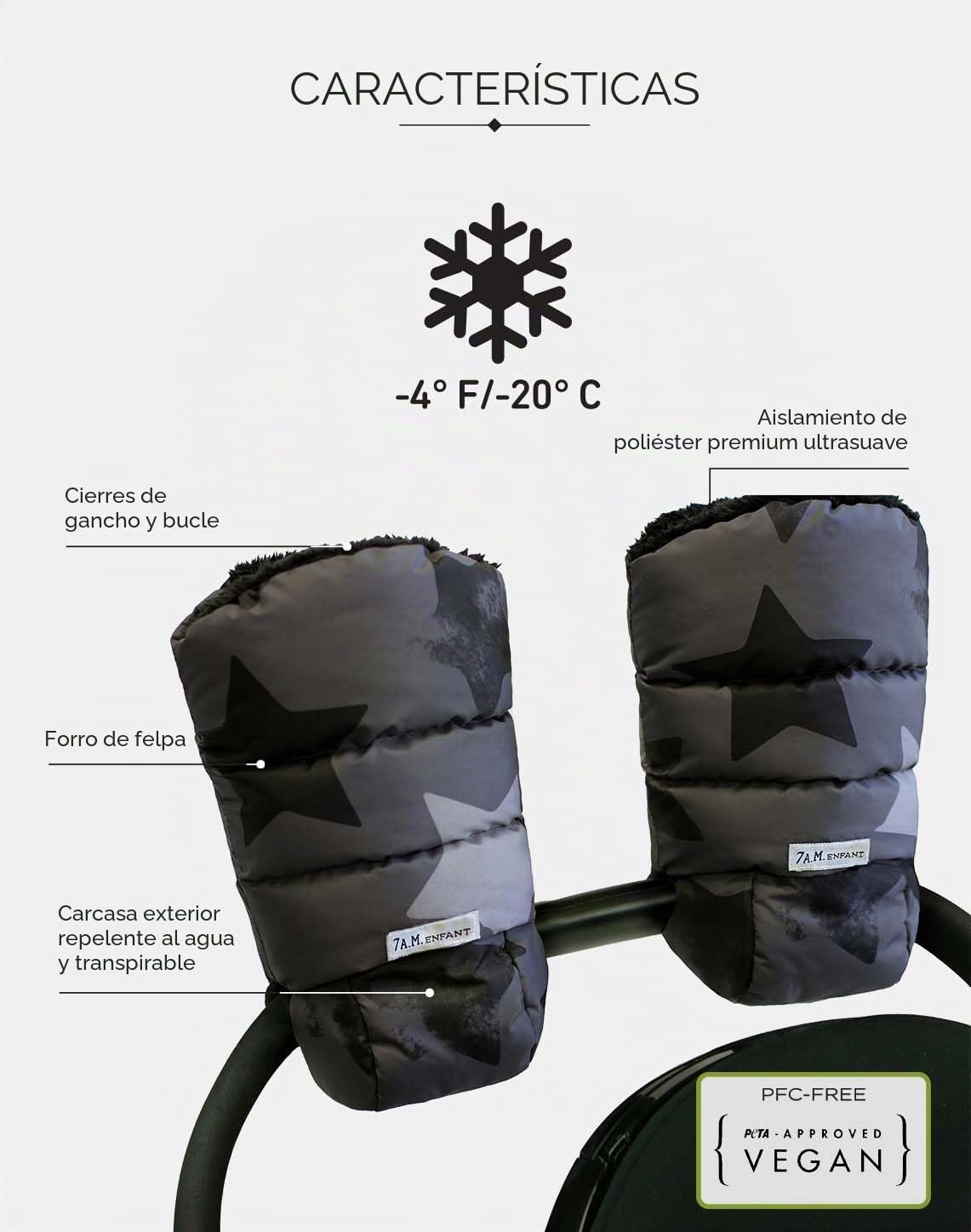 7AM Enfant Cochecito Warmmuffs – Polar calentadores de manos con anticongelación, clima frío, repelente al agua y guantes de mano calientes para cochecito y barra de asiento de coche