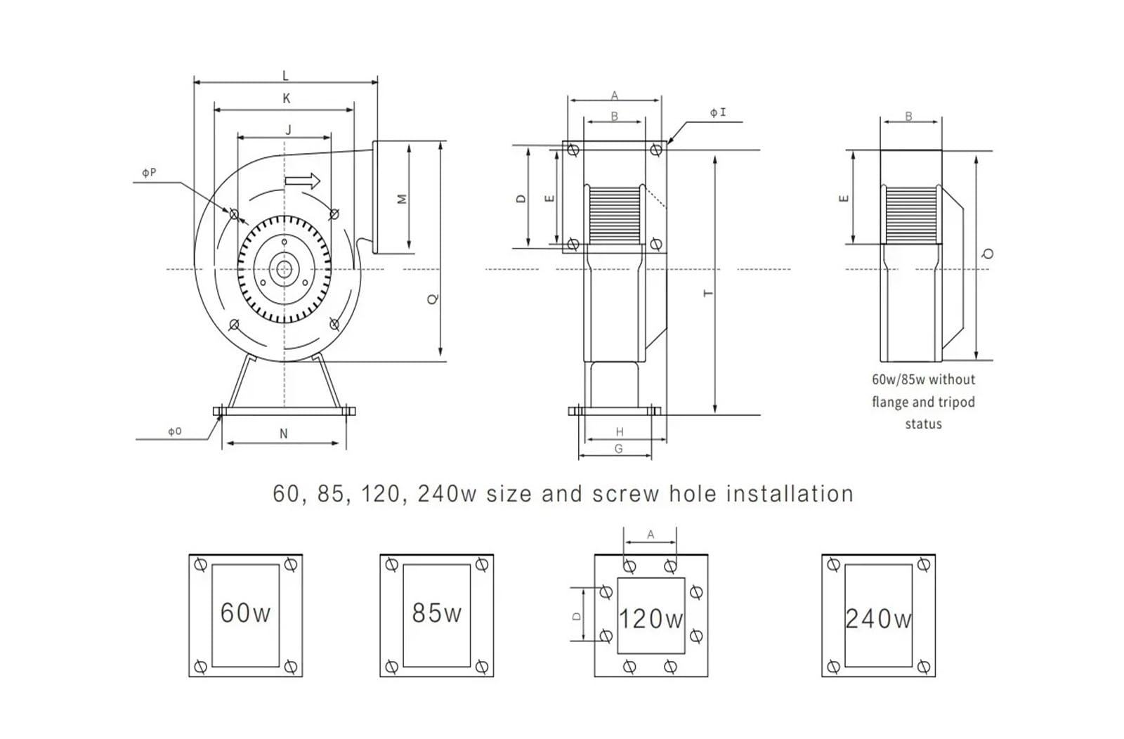 Ventilador centrífugo Modelo de Aire Ventilador de disipación de Calor 220V 380V 500W 170FLJ7(170FLJ7-500W-220V,E/U)