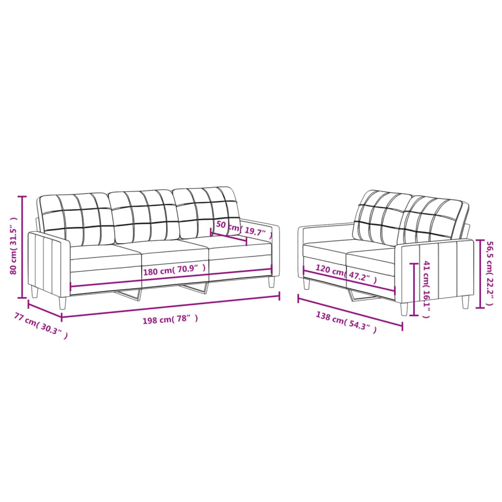 LAPOOH 2-TLG. Sofagarnitur mit Kissen Braun Stoff, Sofa Mit Relaxfunktion, Couchgarnitur, Wohnzimmer Sofa, Couch, Sofa Set 3201309
