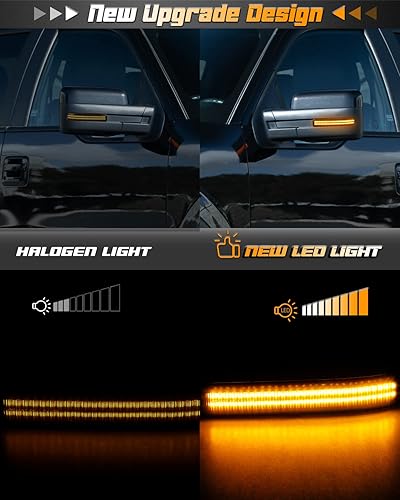 Miniatura 2 de HERCOO Luces LED secuenciales intermitentes para espejo lateral, lámpara ámbar, reflector, conjunto de lentes ahumadas, compatible con Ford F150